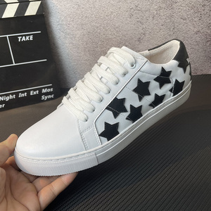 星星图案板鞋男头层牛皮五角星小白鞋真皮平底休闲鞋高端潮牌潮鞋