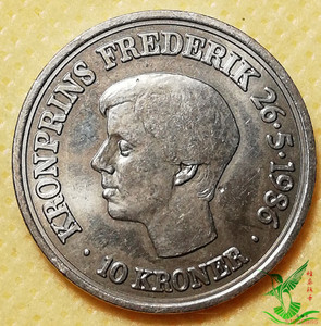 丹麦 1986年 10克朗 纪念币 28mm外国钱币硬币外币收藏150