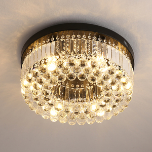 欧式LED水晶灯吸顶灯卧室灯圆形简欧客厅过道婚房调光灯具