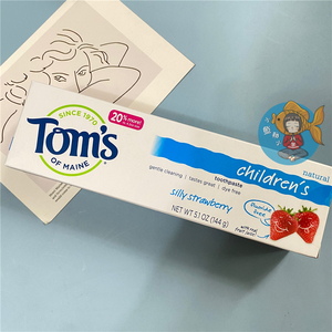 包邮toms汤姆小屋美国进口天然草莓无氟版可吞咽儿童牙膏2-12岁
