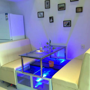 定做温泉亲亲鱼足疗鱼缸 四人鱼疗缸 鱼医生多人玻璃鱼疗池