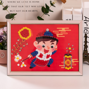 新年春节儿童diy制作材料包学生手工作业纽扣画牛年粘贴画钻石画