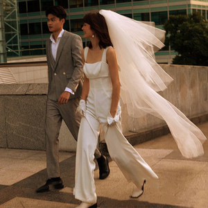 新娘婚礼头纱白色森系超仙订婚结婚头饰蓬蓬纱长款高级感拍照道具