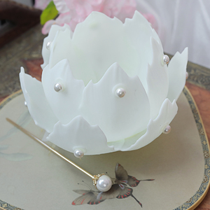 后雨山汉服宋代发冠宋风山口女冠古风发饰莲花冠树脂花冠仙子头饰