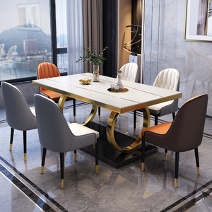 轻奢大理石餐桌椅组合长方形岩板西餐桌小户型家用现代简约饭桌子