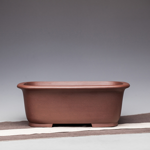 紫砂花盆长方圆角盆景花盆35cm黑松盆栽绿植简约地面桌面手工精品