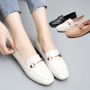 休闲鞋皮鞋女单皮平底