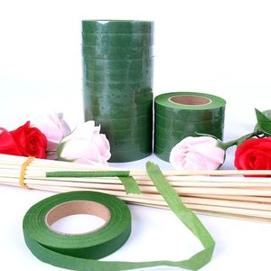 手工花艺绿胶带皱纹纸做花缠花杆丝网花包装材料DIY纸艺绿色胶布