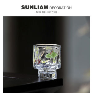 SUNLIAM丨鱼戏荷花高足玻璃杯水杯手冲咖啡折纸杯子颜值酒杯茶杯
