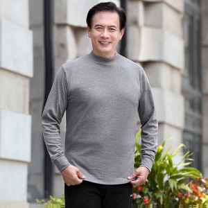 中老年男装长袖t恤老人