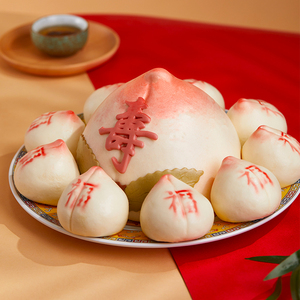 御茶膳房寿桃馒头点心礼盒老人生日蛋糕送长辈传统过寿祝寿寿桃包