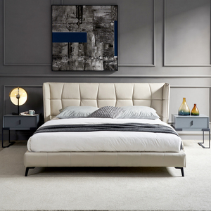 2019新款皮床极简床现代轻奢风格真皮床主卧1.8米双人收纳高箱床