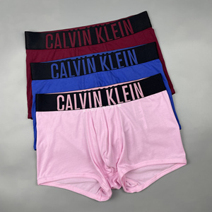 ck男士棉质平角内裤三条装calvin klein中腰宽边logo四角裤nb2596