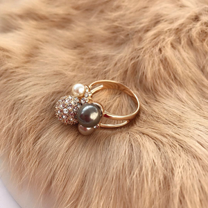 夸张大珍珠戒指女食指气质个性指环日韩潮人奢华饰品锆石时尚中指