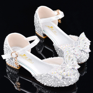 韩版女童公主鞋2024新款凉鞋女孩子高跟鞋学生舞蹈演出儿童水晶鞋