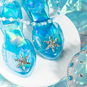 00巧儿宝贝小屋淘宝冰雪奇缘女童公主水晶鞋高跟坡跟小孩爱莎包头