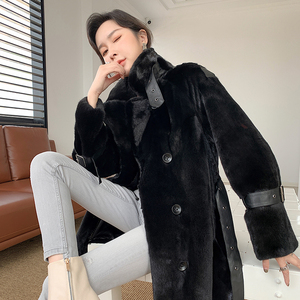 2020冬新款貂皮大衣女整貂中长款进口紫标天鹅绒水貂风衣皮草外套