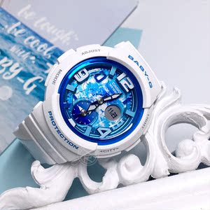 baby-g卡西欧手表女潮流防水防震海洋之心白蓝表盘bga-190gl-7b