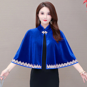 配旗袍礼服外搭春秋装小披肩女式短外套开衫秋冬百搭金丝绒小坎肩