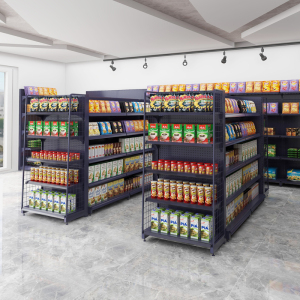 小卖部货架超市便利店零食展示架双面商店百货架子文具多层置物架