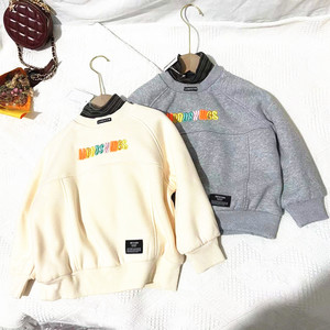 大怡家品牌童装小左小右冬中童百搭假两件双层加绒卫衣两件包邮