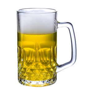 大容量啤酒杯带把玻璃扎啤杯500ml酒店用1000ML扎啤壶冷水杯印字