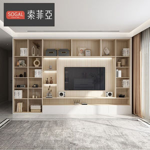 索菲亚客厅电视墙柜定制全屋定制电视柜壁挂组合柜装饰架简约展示