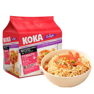 裸价清仓KOKA进口方便面新加坡番茄味快熟拉面清真口味340g非油炸