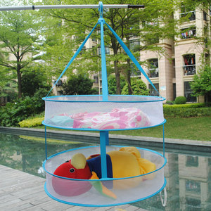 出口日本爱洗晒衣篮晾衣网双层晾衣篮晒衣网架平铺毛衣架晾晒毛衣