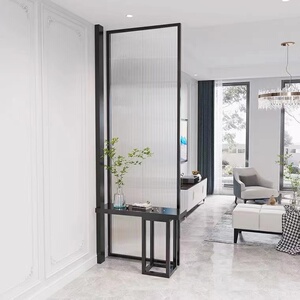北欧轻奢长虹超白钢化玻璃屏风隔断半遮挡客厅入户玄关不锈钢装饰