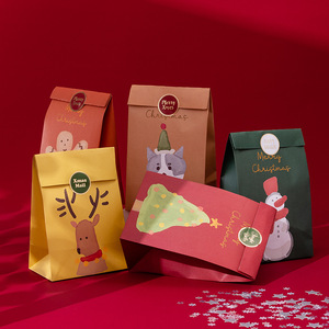 圣诞节元旦新年礼品袋纸袋包装平安夜糖果袋苹果袋礼物袋送封口贴