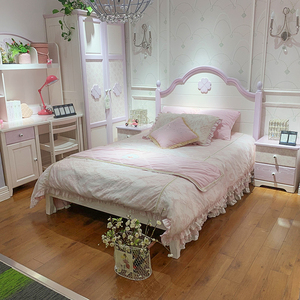 星星索儿童床女孩公主床女童单人床实木少女床女儿房卧室家具美墅