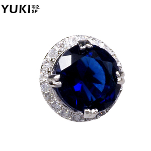 YUKI男士925纯银耳钉蓝色宝石镶嵌水晶个性潮欧美轻奢原创设计女