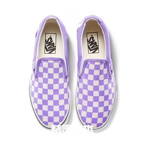 vans香芋紫棋盘格低帮slip on一脚蹬滑板鞋vn-0eyebww 经典款