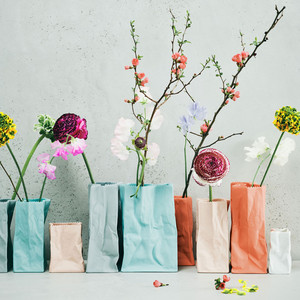 现货rosenthal德国原装卢臣泰bag褶皱纸袋创意家居装饰陶瓷花瓶