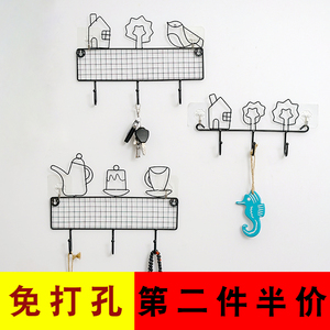 北欧玄关钥匙挂钩装饰创意衣帽大挂架试衣间进门口墙上壁挂置物架