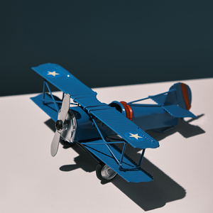 铁艺二战战斗机模型成品手工彩绘电视机柜小飞机玩具摆件工艺品