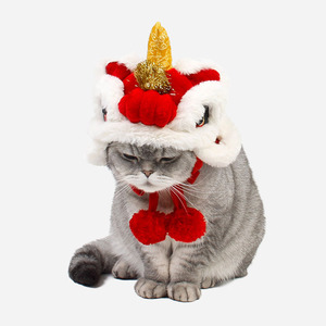 宠物狗狗用品新年狮子帽中国风过年舞狮帽法斗泰迪比熊中小型犬