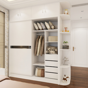 无锡订做推拉门简约现代衣柜定制 多层实木板移门衣帽间卧室衣橱
