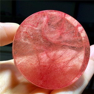 东海水晶 天然红发晶顺发晶聚宝盆镇纸手把件手镯心摆件把玩件