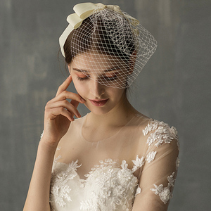 英式复古名媛新娘网纱遮面小礼帽轻纱宴会港风头饰领证拍照小头纱