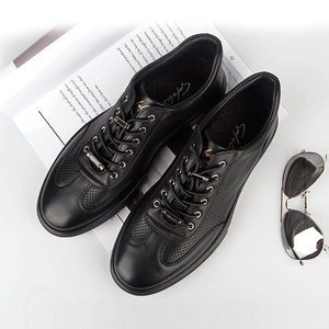 沙驰男鞋20夏款凉鞋镂空透气英伦黑休闲时尚潮流运动板鞋软底真皮