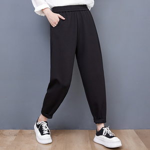 000人付款天猫三桔大码女裤雪尼尔哈伦裤女条绒宽松收口哈伦裤加大码