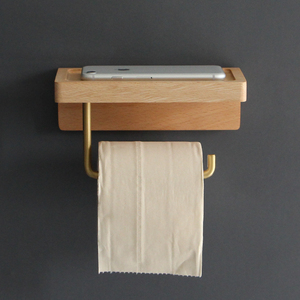 北欧卫生纸卷纸架卫生间纸巾架免打孔厕纸架实木纸巾盒厕所置物架