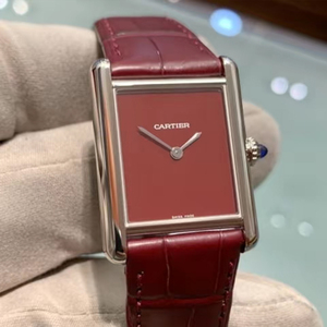 现货cartier卡地亚坦克tank must系列石英女表红色绿色鳄鱼皮带