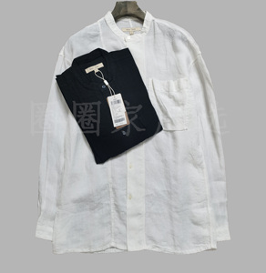 圈圈家严选 达衣岩男装 棒球领长袖开衫亚麻立领衬衫 18rs104240