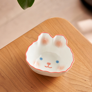 肆月小兔子陶瓷米饭碗家用卡通可爱4-6岁儿童吃饭高颜值餐具小碗