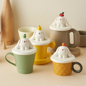 肆月卡通陶瓷杯盖马克杯水杯茶杯盖子单卖配件防尘杯子通用可爱的