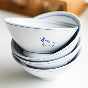 肆月 米饭碗中式复古陶瓷家用吃饭小碗高颜值斗笠碗5英寸饭碗单个