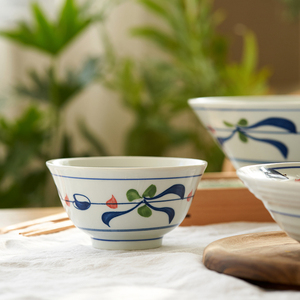 肆月青鸢 日式米饭碗 陶瓷小碗家用饭碗单个斗笠面碗高颜值餐具小